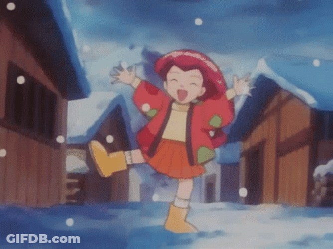Pokemon Christmas Team Rocket Jessie Enjoying Snow GIF