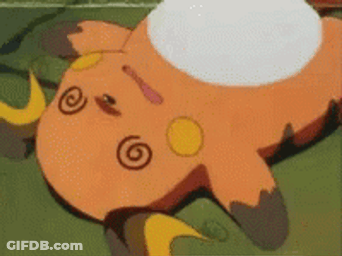 Pokemon Dizzy Raichu Lying On The Floor GIF