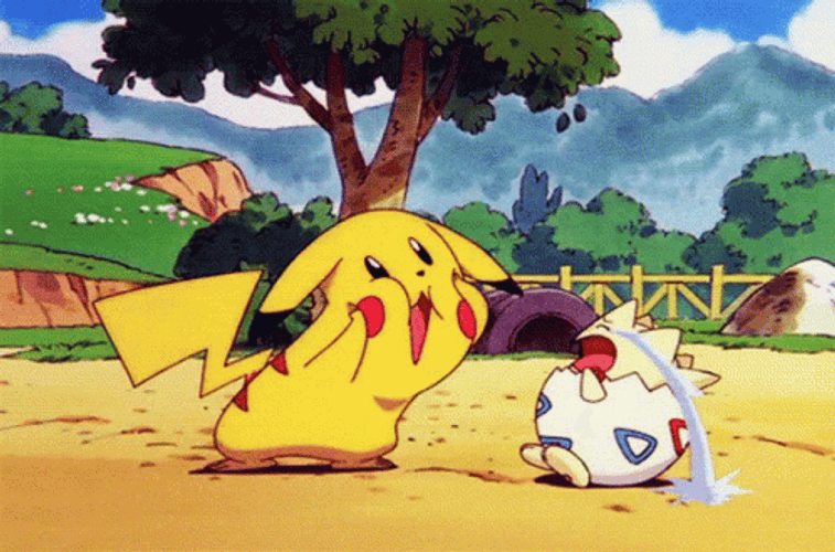Pokemon Funny Pikachu Teasing Togepi GIF