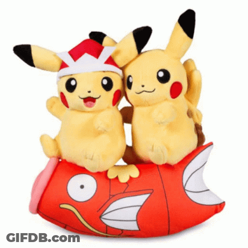 Pokemon Magikarp And Two Pikachu Spinning GIF