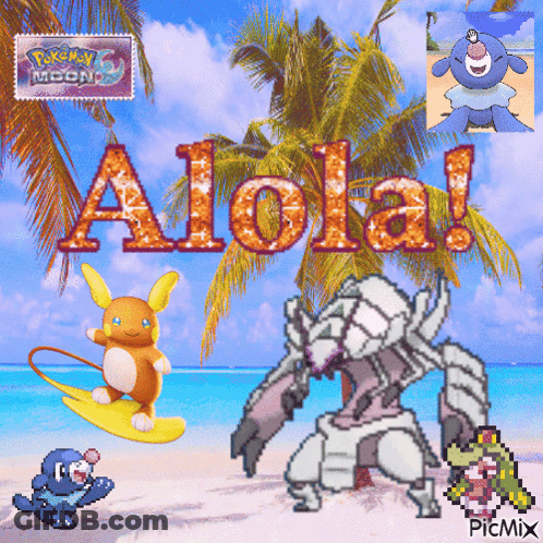 Pokemon On Beach With Aloha GIF