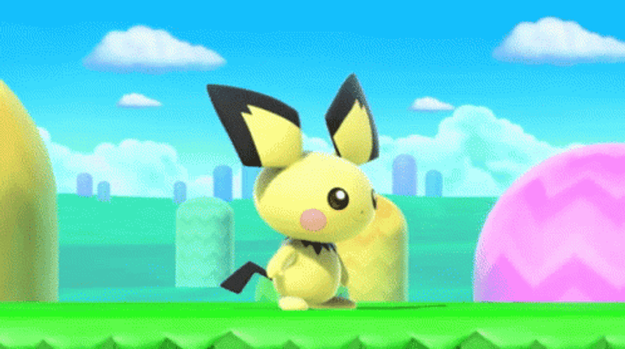 Pokemon Pichu Jumping And Waving GIF