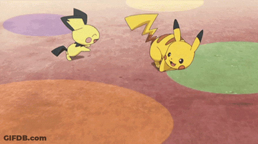Pokemon Pichu Running Around With Pikachu GIF