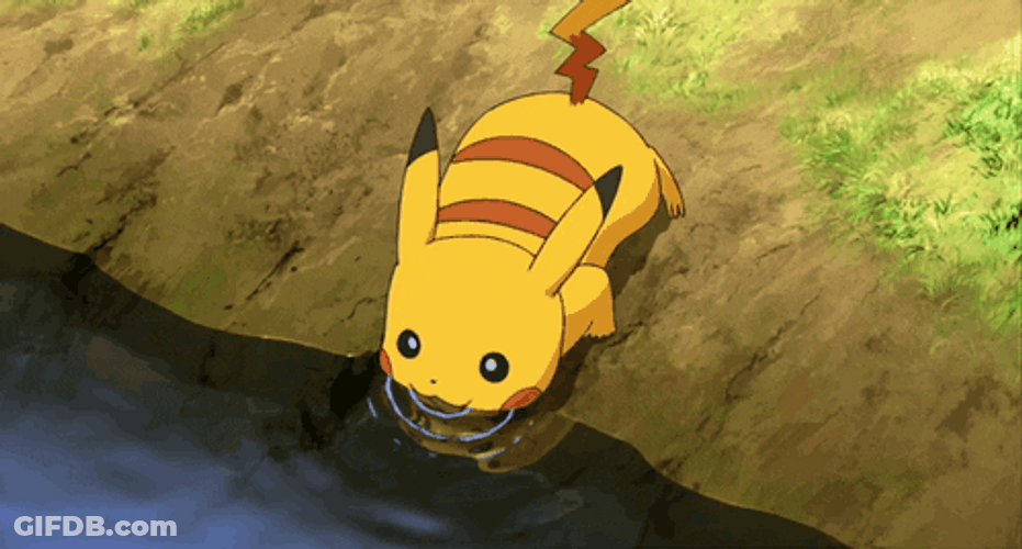 Pokemon Pikachu Drinking GIF