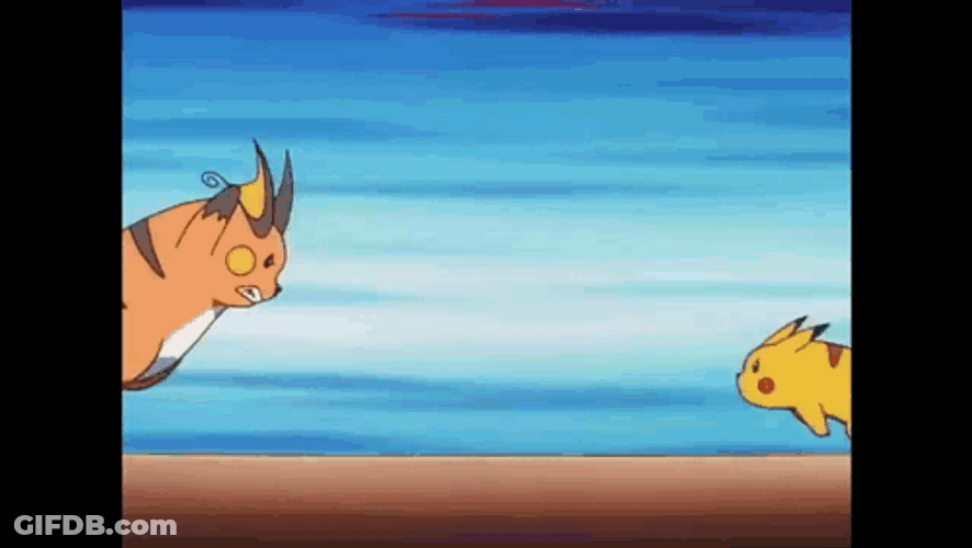 Pokemon Raichu Fighting Against Pikachu GIF