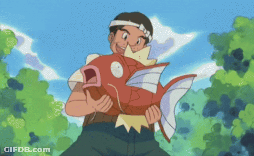 Pokemon Salesman Holding Magikarp GIF