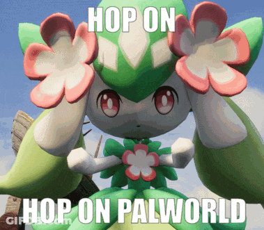 Pokemon Saying Hop On Palworld GIF