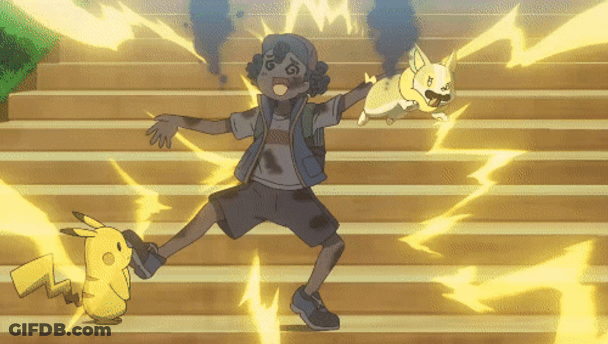 Pokemon Trainer Ash Electrocuted GIF