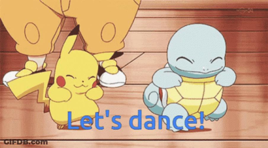 Pokemon Turtle Squirtle Dancing With Pikachu GIF