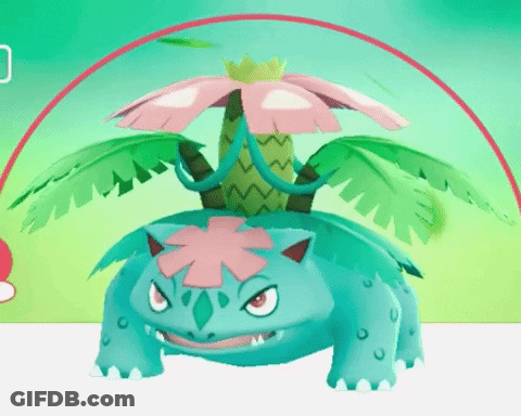 Pokemon With Pink Flower And Green Leaves GIF