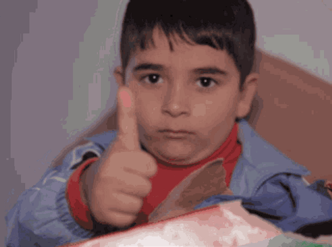 Poker Face Child Thumbs Up Okay GIF