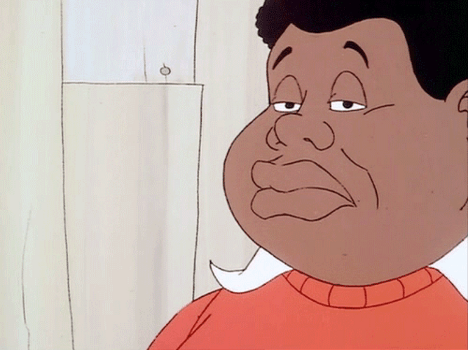 Poker Face Fat Albert Looking Sideways GIF