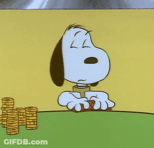 Poker Snoopy Shuffling Cards GIF