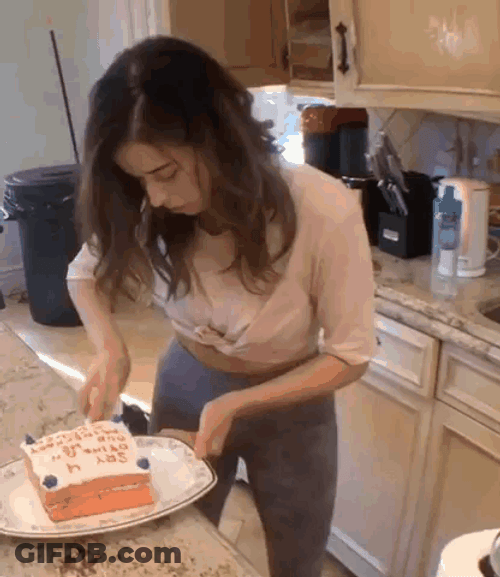 Pokimane Preparing Slicing Cake GIF