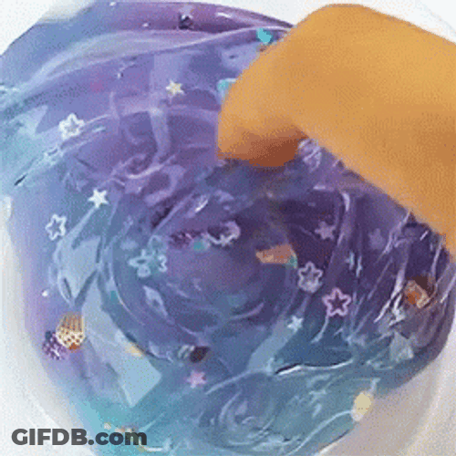 Poking Galaxy Themed Slime GIF