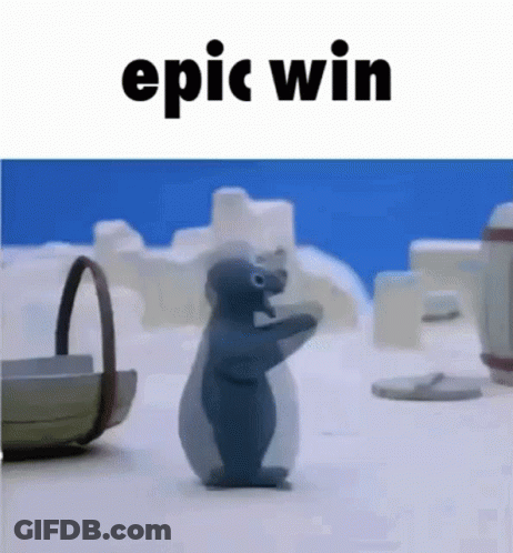 Polar Bear And Penguin In Snow Saying Epic Win GIF