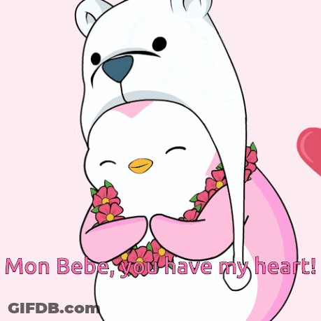 Polar Bear Holding Heart Saying Uwu GIF