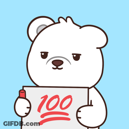 Polar Bear Holding Sign Saying 100 GIF