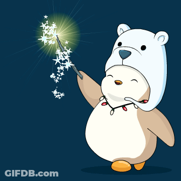 Polar Bear In Penguin Costume Holding Wand GIF