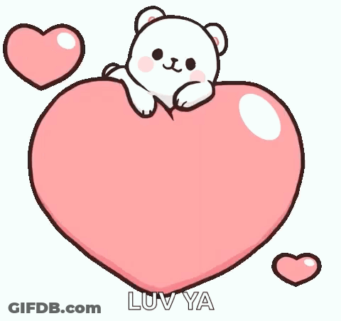 Polar Bear On Pink Heart Surrounded By Hearts GIF