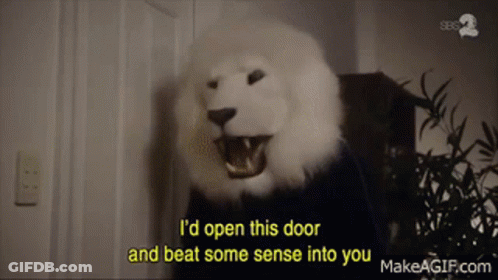Polar Bear Saying I'd Open This Door And Beat Some Sense Into You GIF