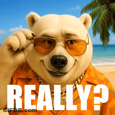 Polar Bear Wearing Sunglasses And Orange Shirt GIF