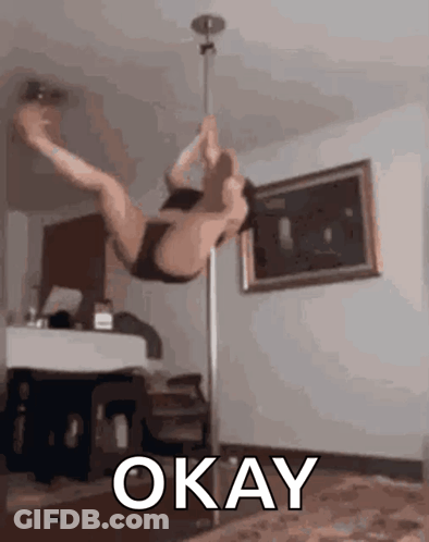 Pole Dancer Doing Trick With Okay Above GIF