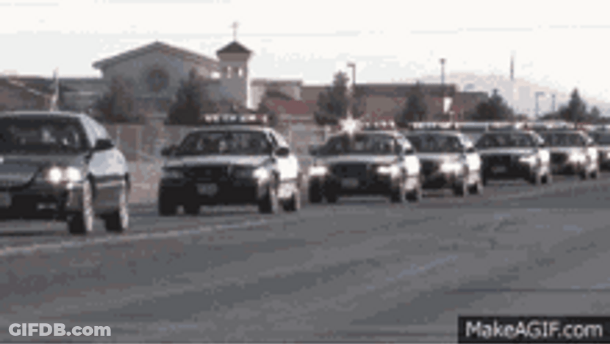 Police Car Caravan Parade GIF