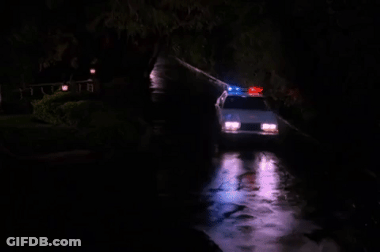 Police Car Going To The House Lights GIF