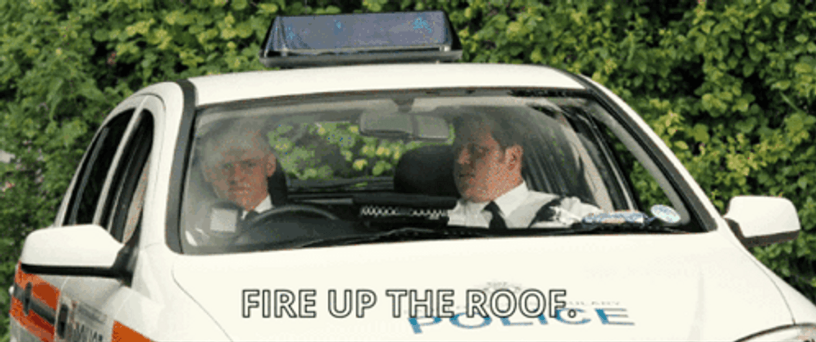 Police Car Hot Fuzz Fire Up The Roof GIF