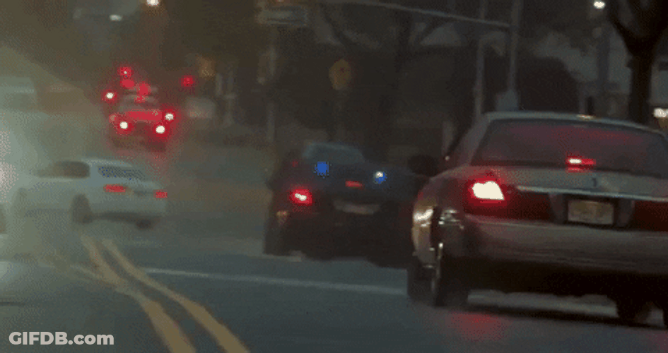 Police Car Lights On The Streets GIF