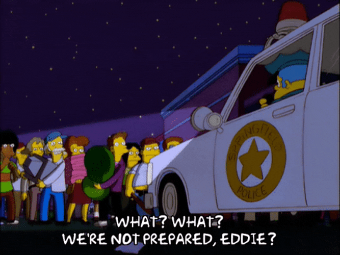 Police Car Lights Simpsons Unprepared GIF