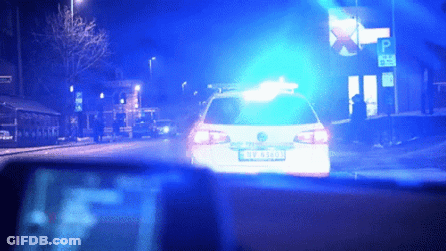 Police Car Lights Speeding Off GIF