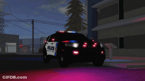 Police Car Parked At Night GIF