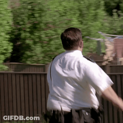Police Cop Falling Down The Fence GIF
