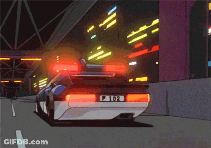 Police Lights Flashing Anime Retro GIF