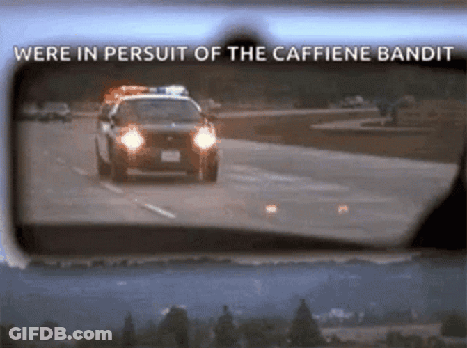 Police Lights In Pursuit Of The Caffeine Bandit GIF