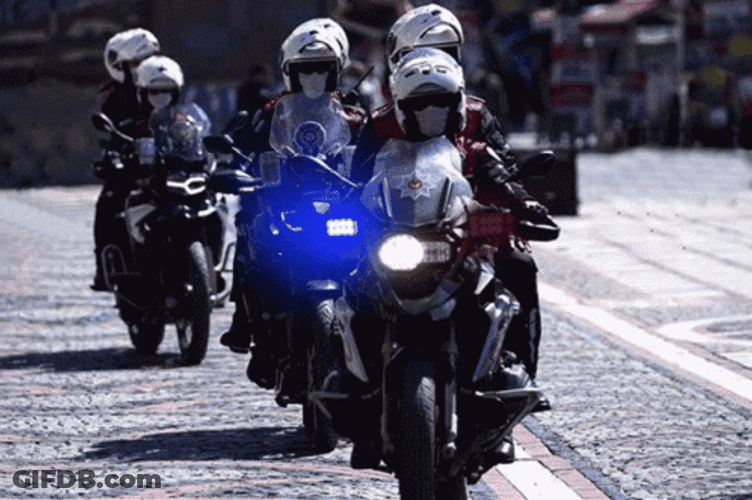 Police Lights Motorcycle Day Time GIF