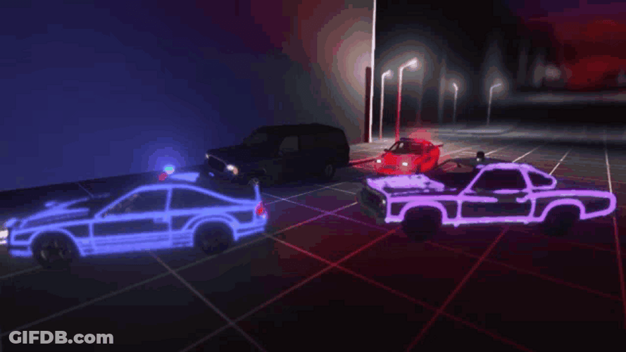 Police Lights Neon Lights Silhouette GIF