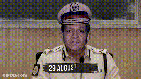 Police Man Wearing Hat With 29 August GIF