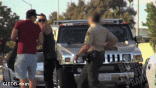 Police Officer And Hummer With License Plate N2F11N GIF