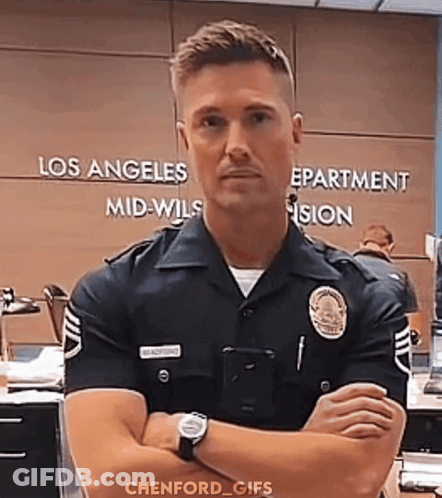 Police Officer Arms Crossed Los Angeles Mid-Wils Department Vision GIF