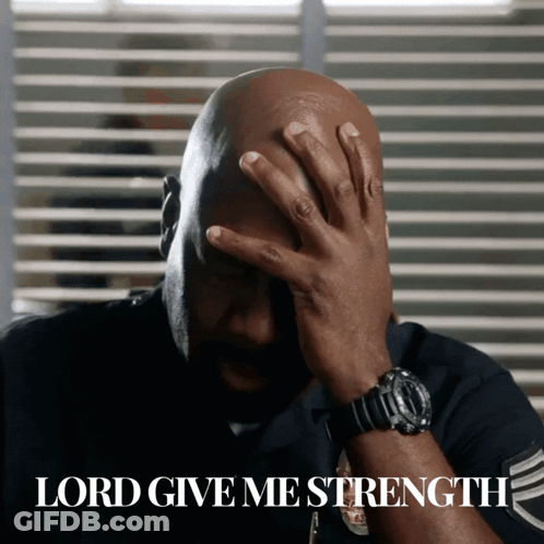 Police Officer Covering Face Saying Lord Give Me Strength GIF