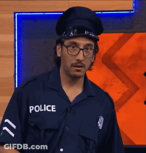 Police Officer Dancing In Front Of Take Out Restaurant GIF