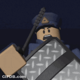Police Officer Holding Bat And Shield GIF