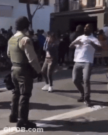 Police Officer In Front Of Crowd GIF