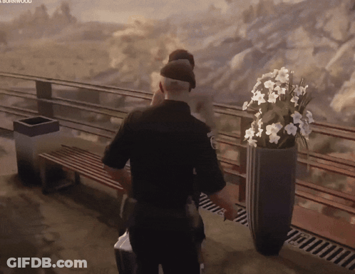 Police Officer On Balcony With Bornwood Plant GIF