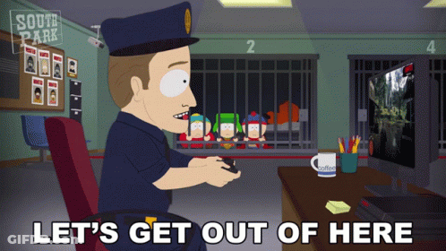 Police Officer Playing Video Game Lets Get Out Of Here GIF