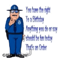 Police Officer Pointing Birthday Message GIF