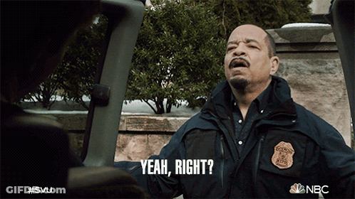 Police Officer Saying Yeah Right To Another Officer GIF